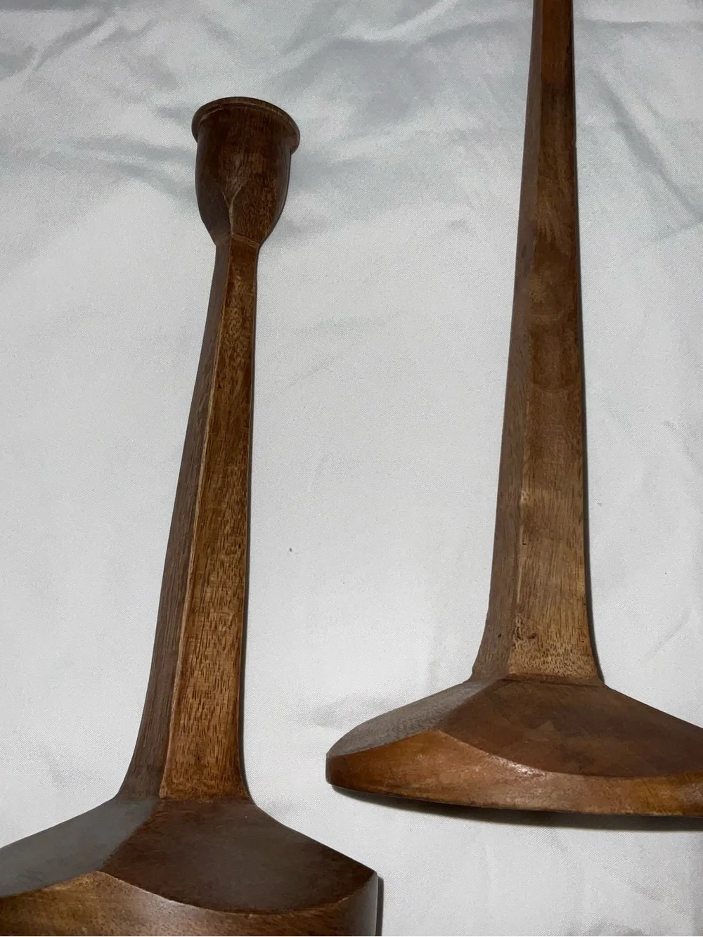 Magnolia Wooden Candlestick Holders in Brown